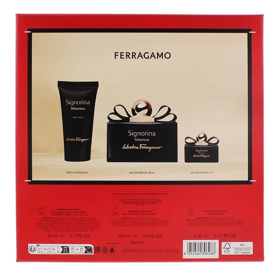 Salvatore Ferragamo Signorina Misteriosa Eau De Parfum 100ml Gift Set 100ml & 5ml Eau De Parfum & 50ml Body Lotion
