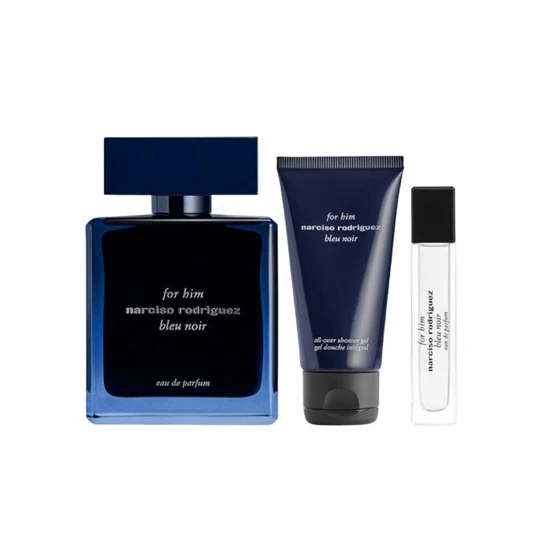 Narciso Rodriguez Bleu Noir Eau De Parfum Men's Aftershave Gift Set 100ml Eau De Parfum + 50ml Shower Gel + 10ml Eau De Parfum