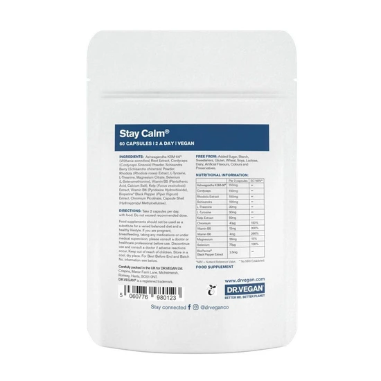 Dr Vegan Stay Calm Manage Stress & Anxiety Capsules 60 Capsules