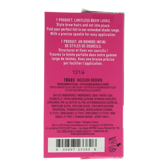 NYX Professional Makeup The Grow Glue Instant Brow Styler Gel Medium Brown