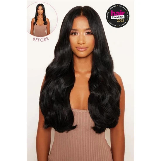 LullaBellz Super Thick 22" 5 Piece Blow Dry Wavy Clip In Hair Extensions Bleach Blonde