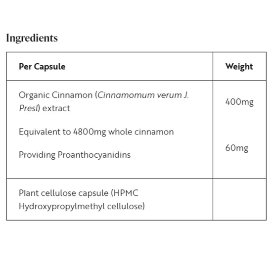 Viridian Organic Cinnamon Extract Capsules 60 Capsules