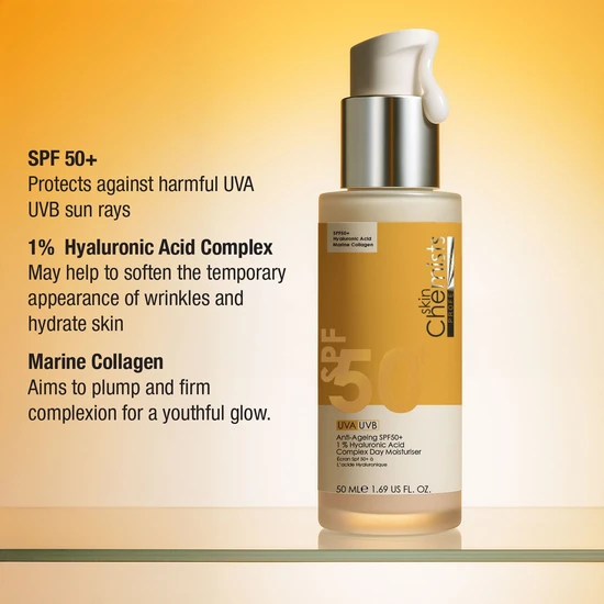 skinChemists Anti-Ageing SPF 50 1% Hyaluronic Acid Day Moisturiser 50ml x 2