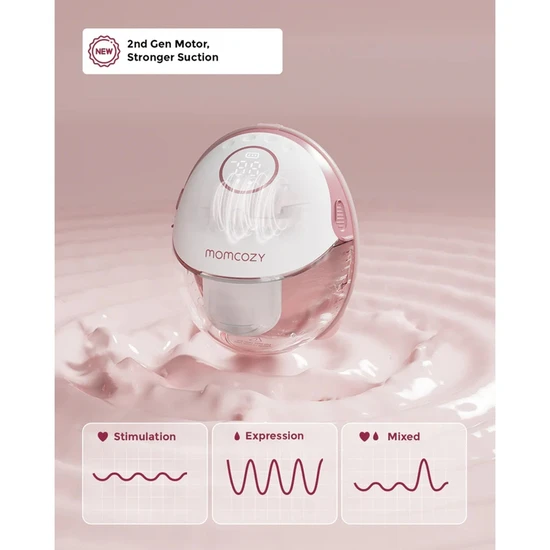 MomCozy M6 Mobile Style Hands-Free Single Breast Pump Cozy Red