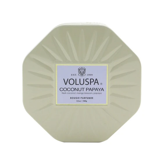 VOLUSPA 3 Wick Octagon Tin Candle Coconut Papaya 340g