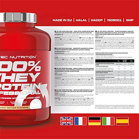 Scitec Nutrition 100% Whey Protein Professional Enhanced With Extra Amino Acids & Digestive Enzymes Gluten-Free, Peanut Butter 2.35kg