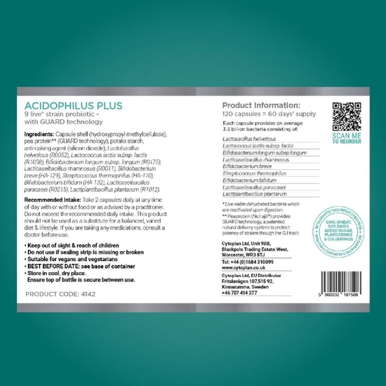 Cytoplan Acidophilus Plus Capsules 120 Capsules