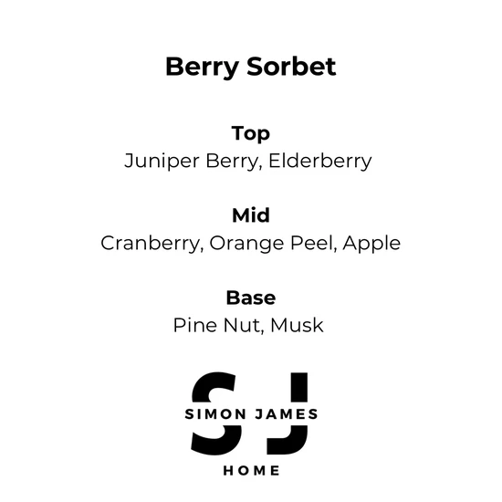 Simon James Home Berry Sorbet Handmade Soy Wax Candle 220g
