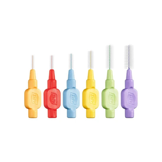 Tepe Interdental Brush Extra Soft Plastic Bag With Hanger Mixed Pack, 1-6 Sizes, 8Pcs