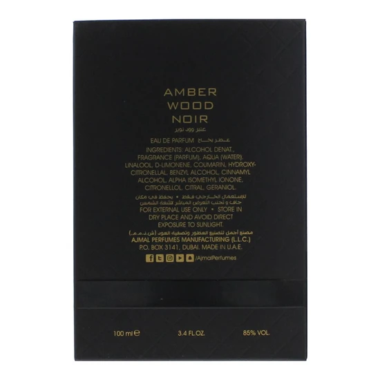 Ajmal Amber Wood Noir Eau De Parfum 100ml