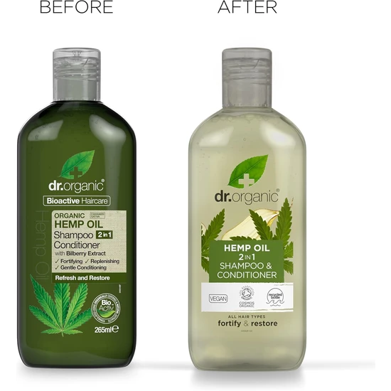 Dr. Organic Bioactive Hair Care Hemp Oil 2 In 1 Shampoo & Conditioner 265ml