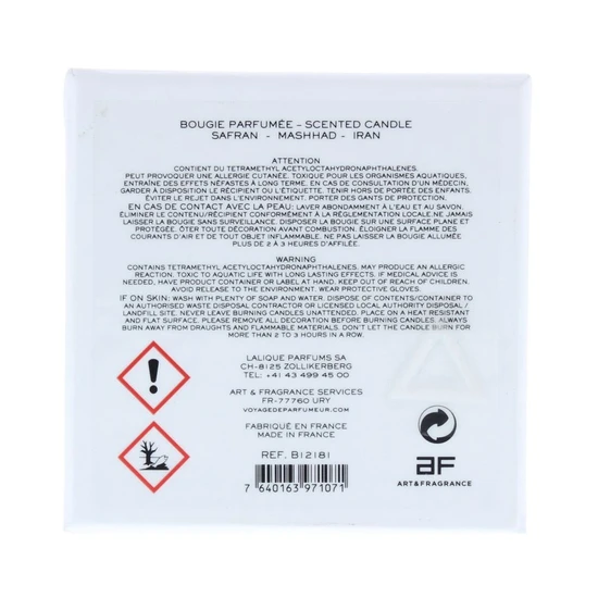 Lalique Safran Mashhad Iran Candle 190g