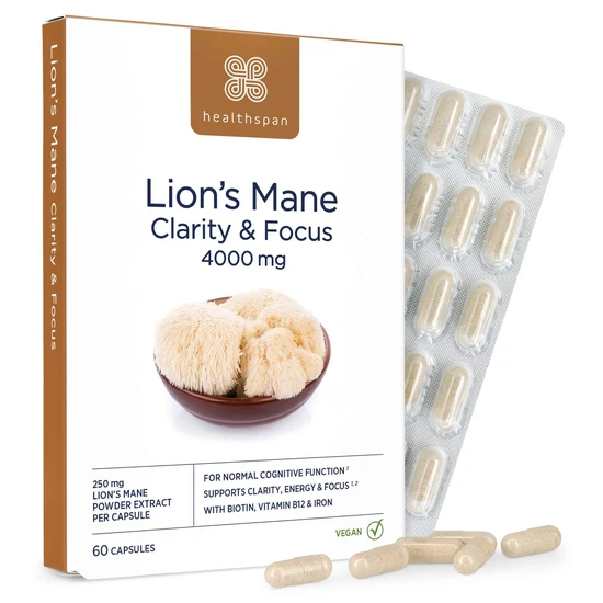 Healthspan 250mg Lion's Mane Clarity & Focus x 60 Capsules