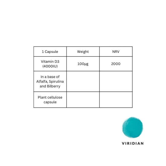 Viridian Vitamin D3 4000IU Veg Caps 30 Capsules