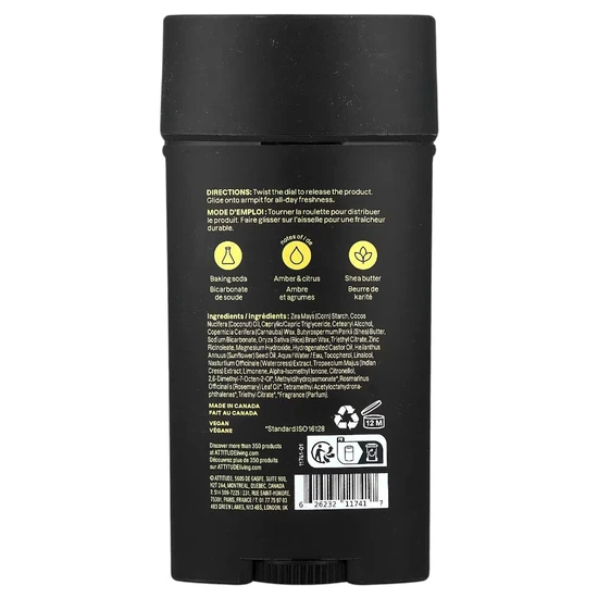 Attitude Super Leaves Men Deodorant Amber & Citrus 75g