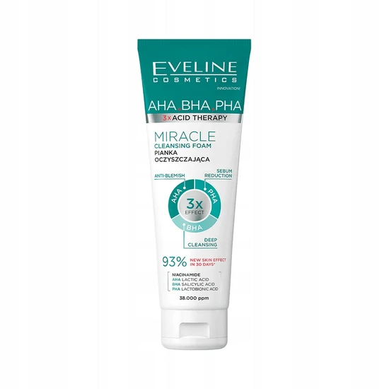 Eveline 3x Acid Therapy AHA BHA PHA Miracle Cleansing Foam 140ml