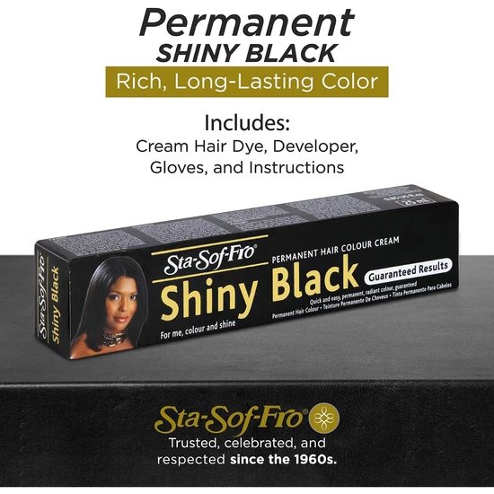 Sta-Sof-Fro Shiny Black Permanent Hair Colour Cream Tube 25ml
