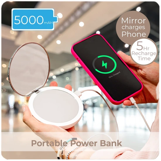 Stylpro Flip 'N' Charge Power Bank Compact LED Mirror