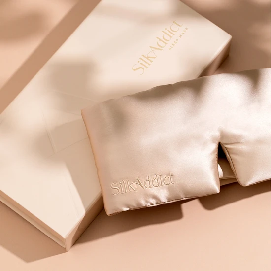 Silk Addict 100% Mulberry Silk Sleep Mask Wrap Caramel