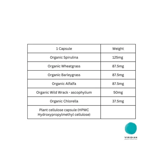 Viridian Organic Super Greens Capsules 90 Capsules