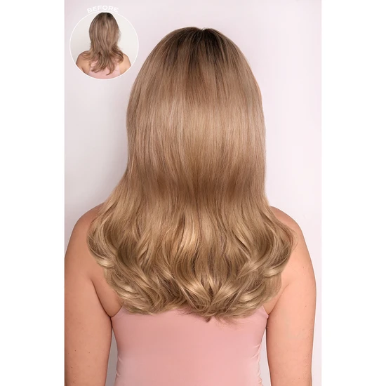 LullaBellz Thick 14" 1 Piece Blow Dry Wavy Clip-in Hair Extensions Bleach Blonde