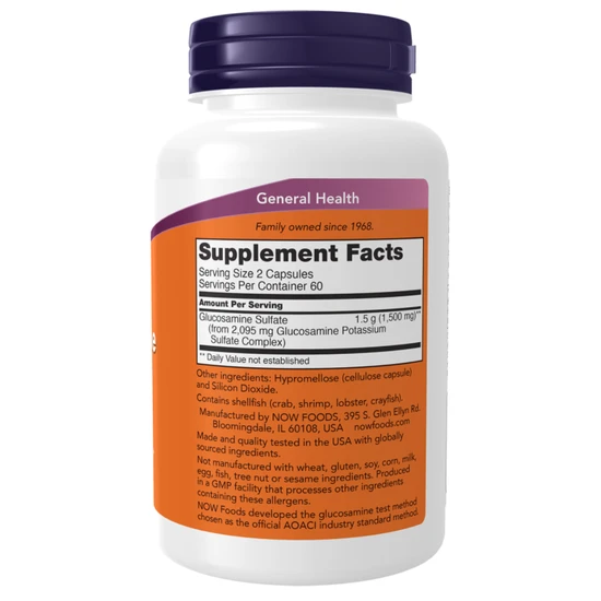 NOW Foods Glucosamine Sulphate 750mg Capsules 120 Capsules