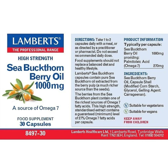 Lamberts Sea Buckthorn Berry Oil 1000mg 30 Capsules